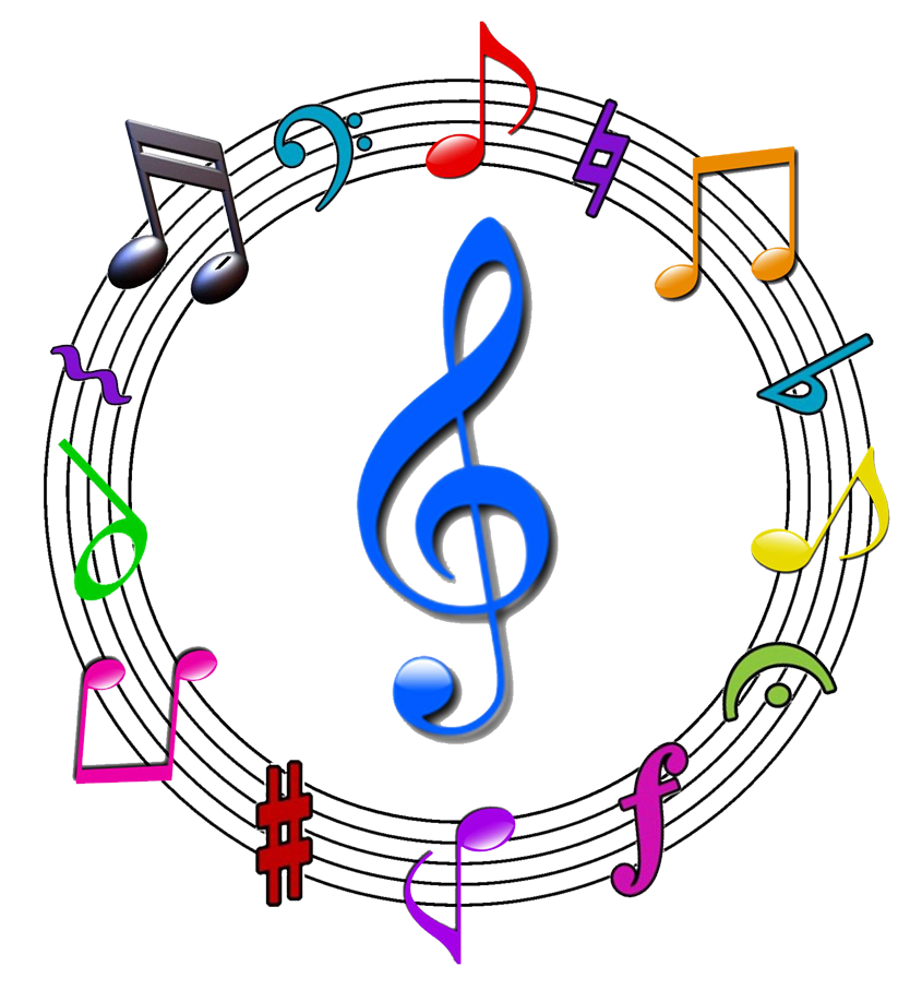Colorful Musical Notes Background PNG