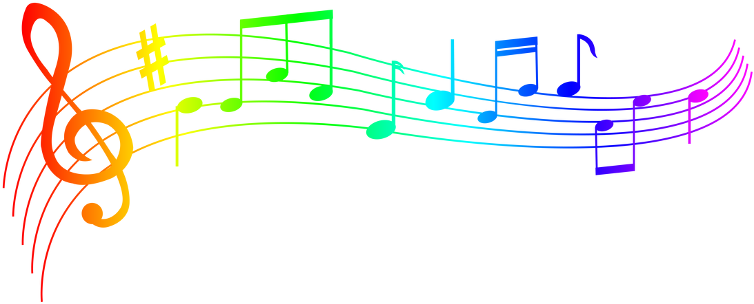 Colorful Musical Noteson Staff PNG