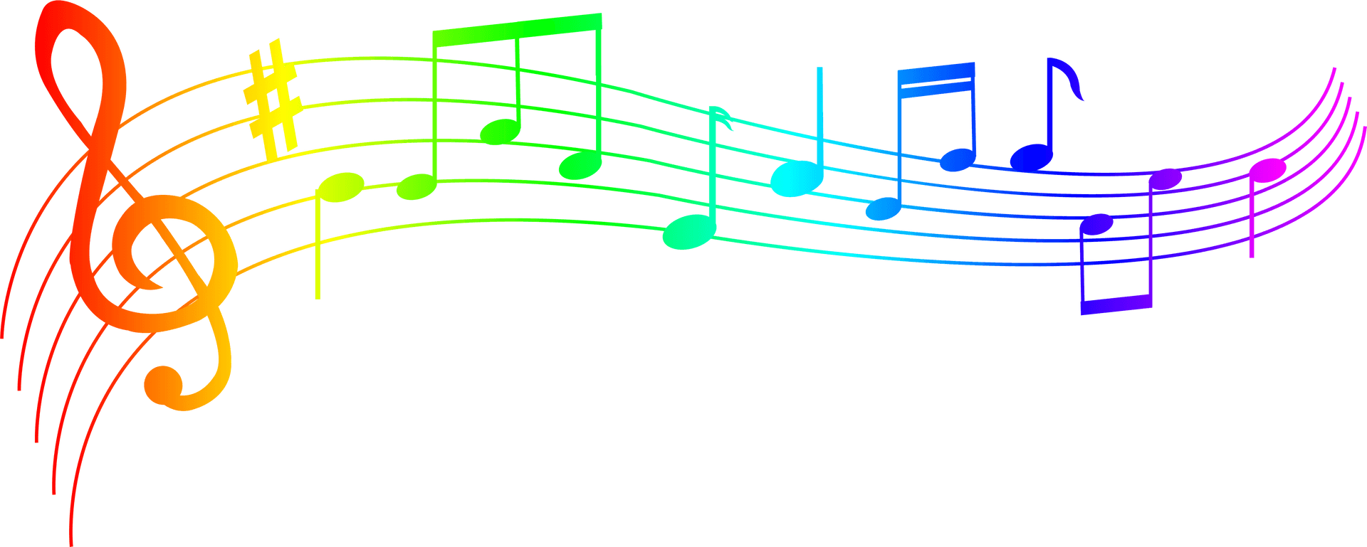 Colorful Musical Noteson Staff PNG