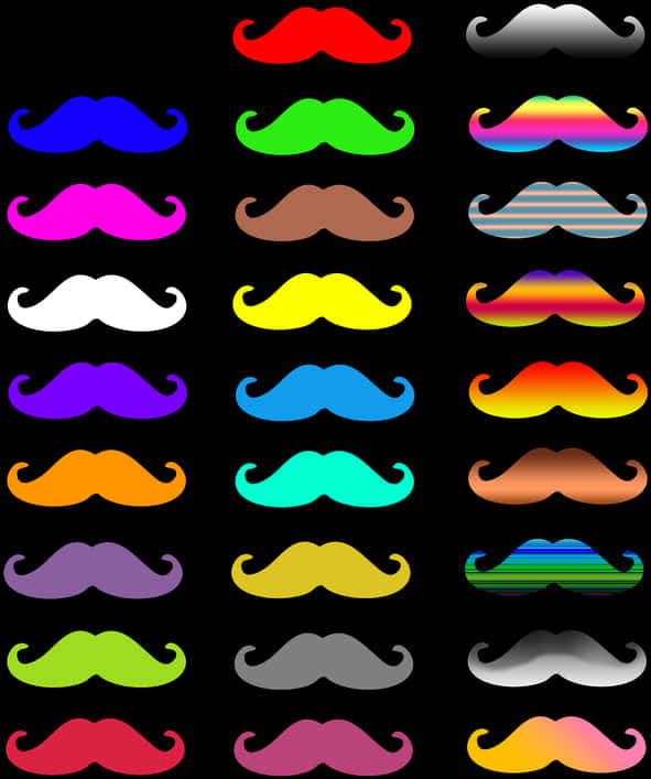 Colorful Mustache Collection PNG
