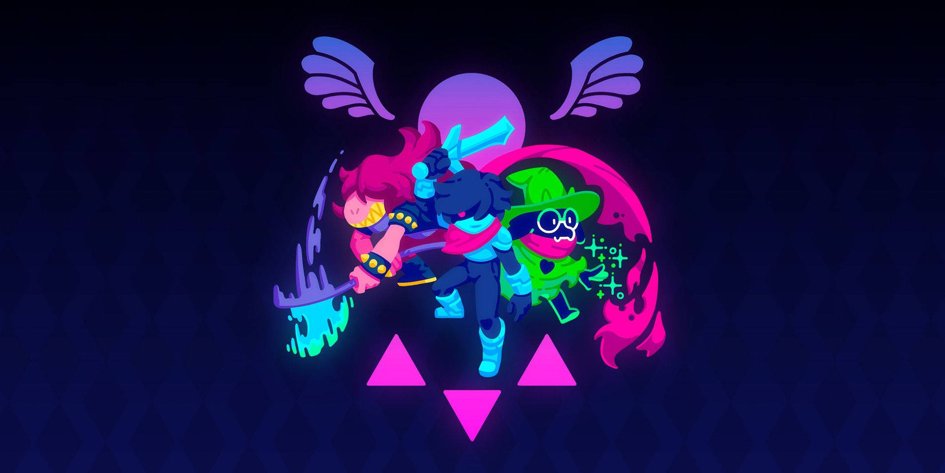 Colorful Neon Deltarune Characters On Logo