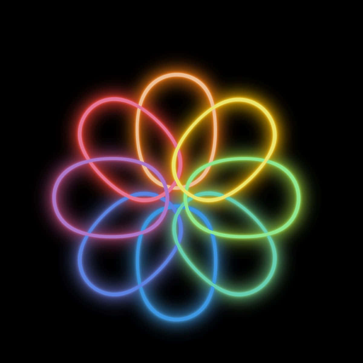 Colorful Neon Flower Design Wallpaper