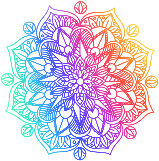 Colorful Neon Mandala Art PNG