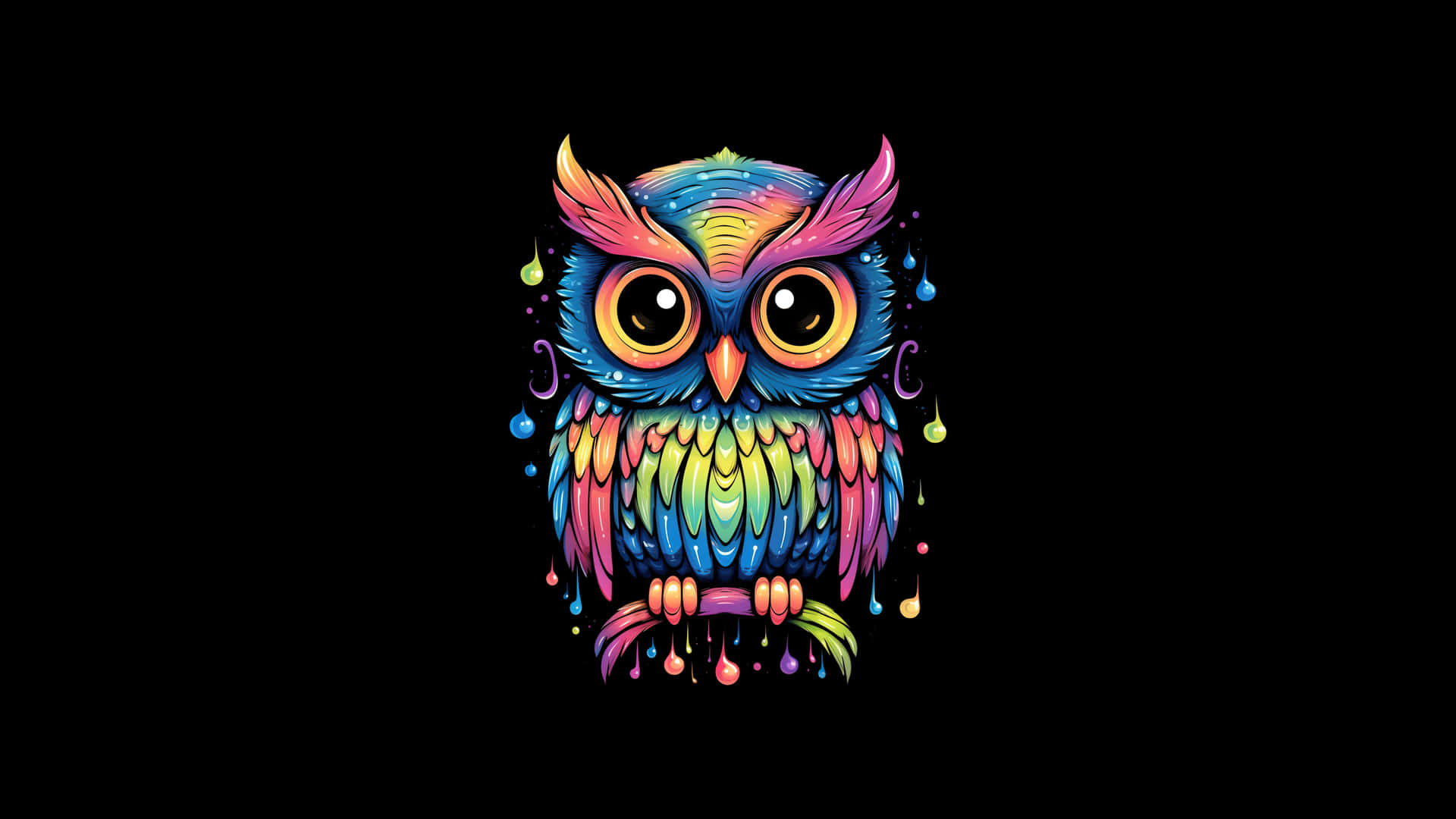 Colorful Neon Owl Artwork Wallpaper