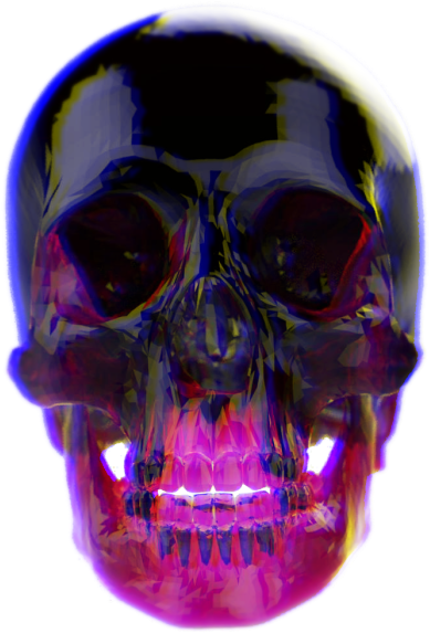 Colorful Neon Skull Art PNG