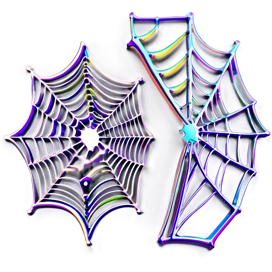 Colorful Neon Spider Web Art PNG