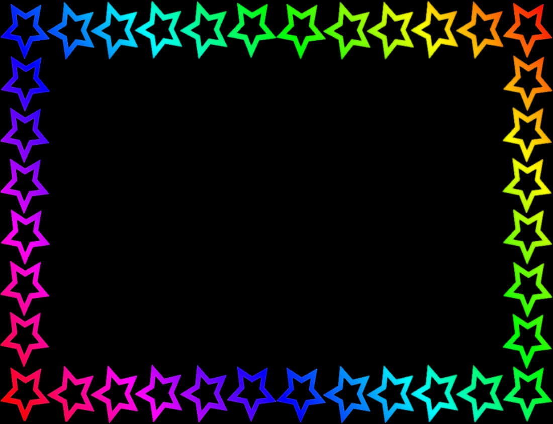 Colorful Neon Star Border Graphic PNG
