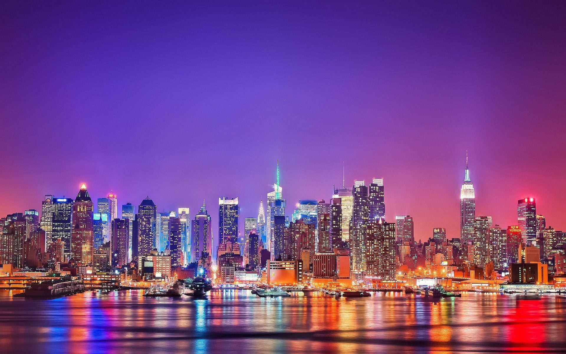 Colorful New York Skyline American City Wallpaper