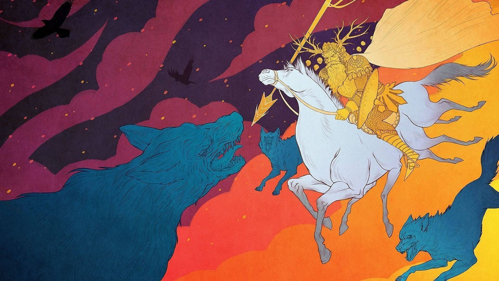 Colorful Norse Digital Art Wallpaper