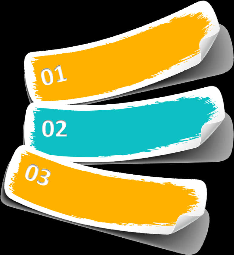 Colorful Numbered Banners Graphic PNG