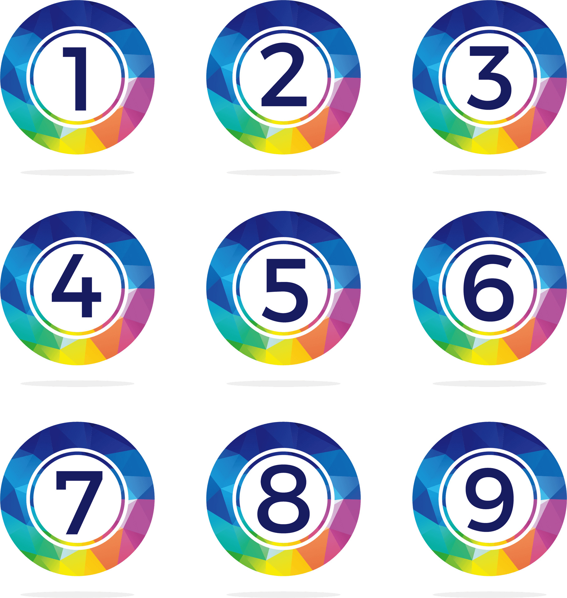 Colorful Numbers1to9 PNG