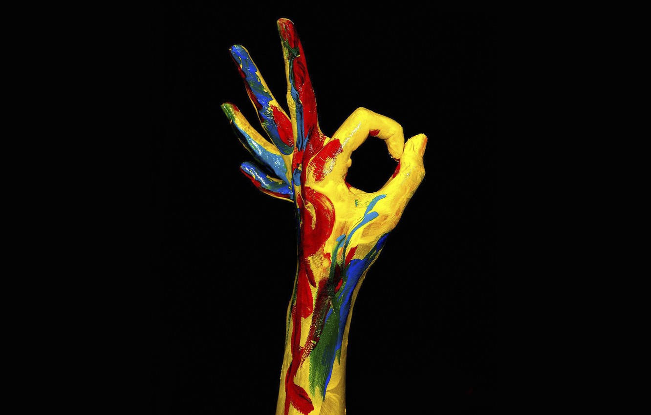 Colorful Okay Hand Gesture Wallpaper