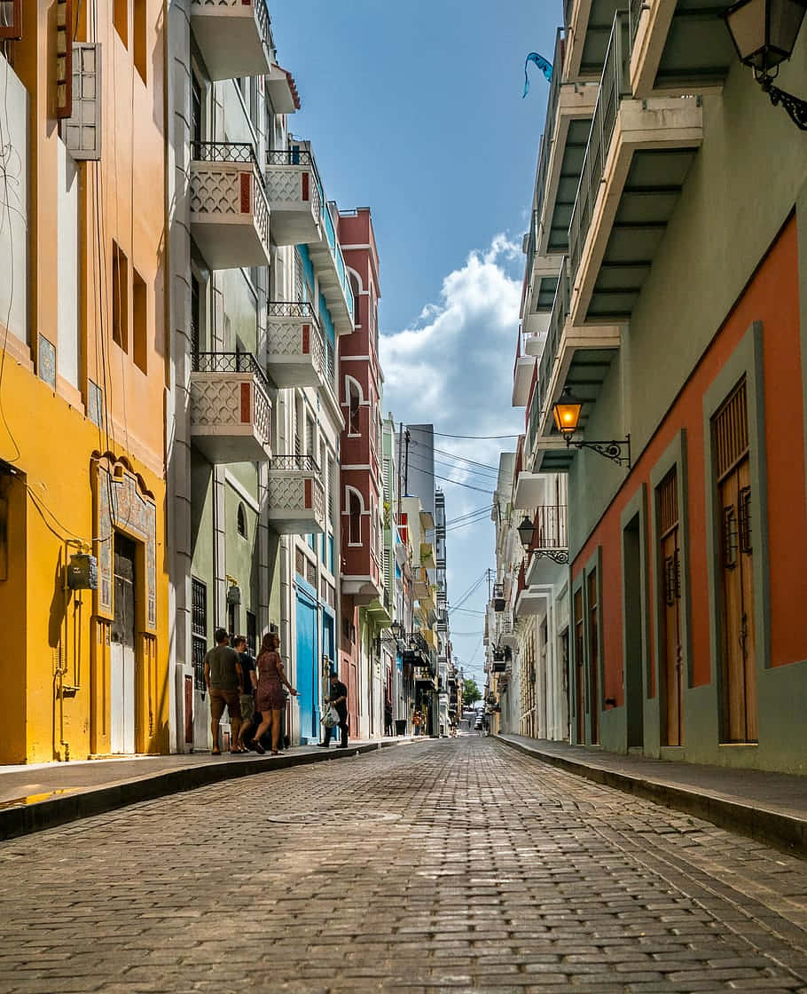 Kleurrijke Oude Straat In San Juan, Puerto Rico Achtergrond