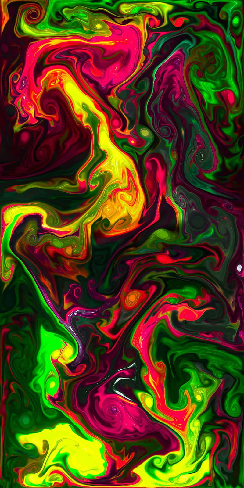 Et farverigt abstrakt maleri med spiraler og farver Wallpaper