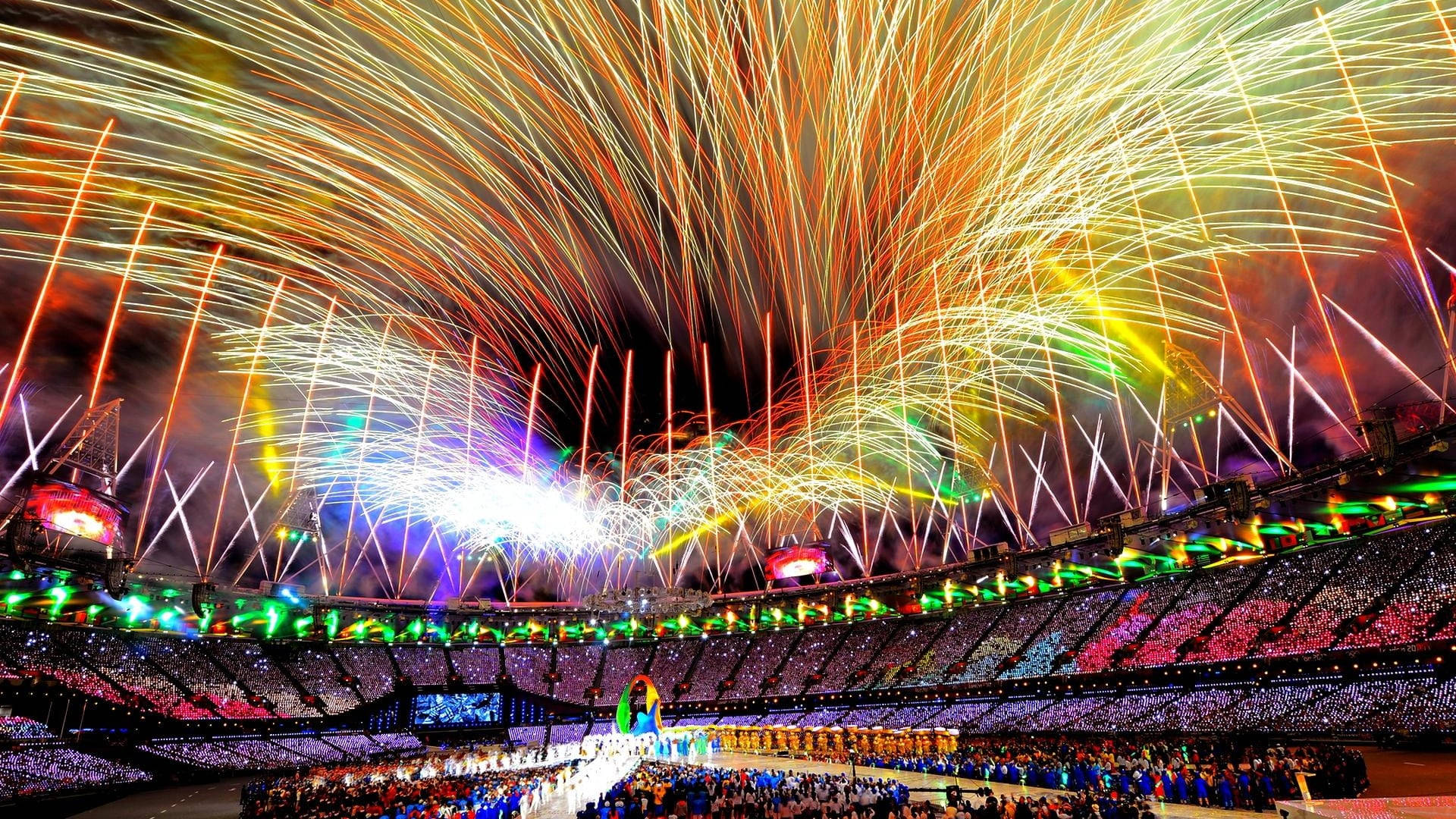Colorful Olympics Stadium Fireworks