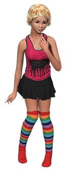 Colorful Outfit Animated Girl PNG