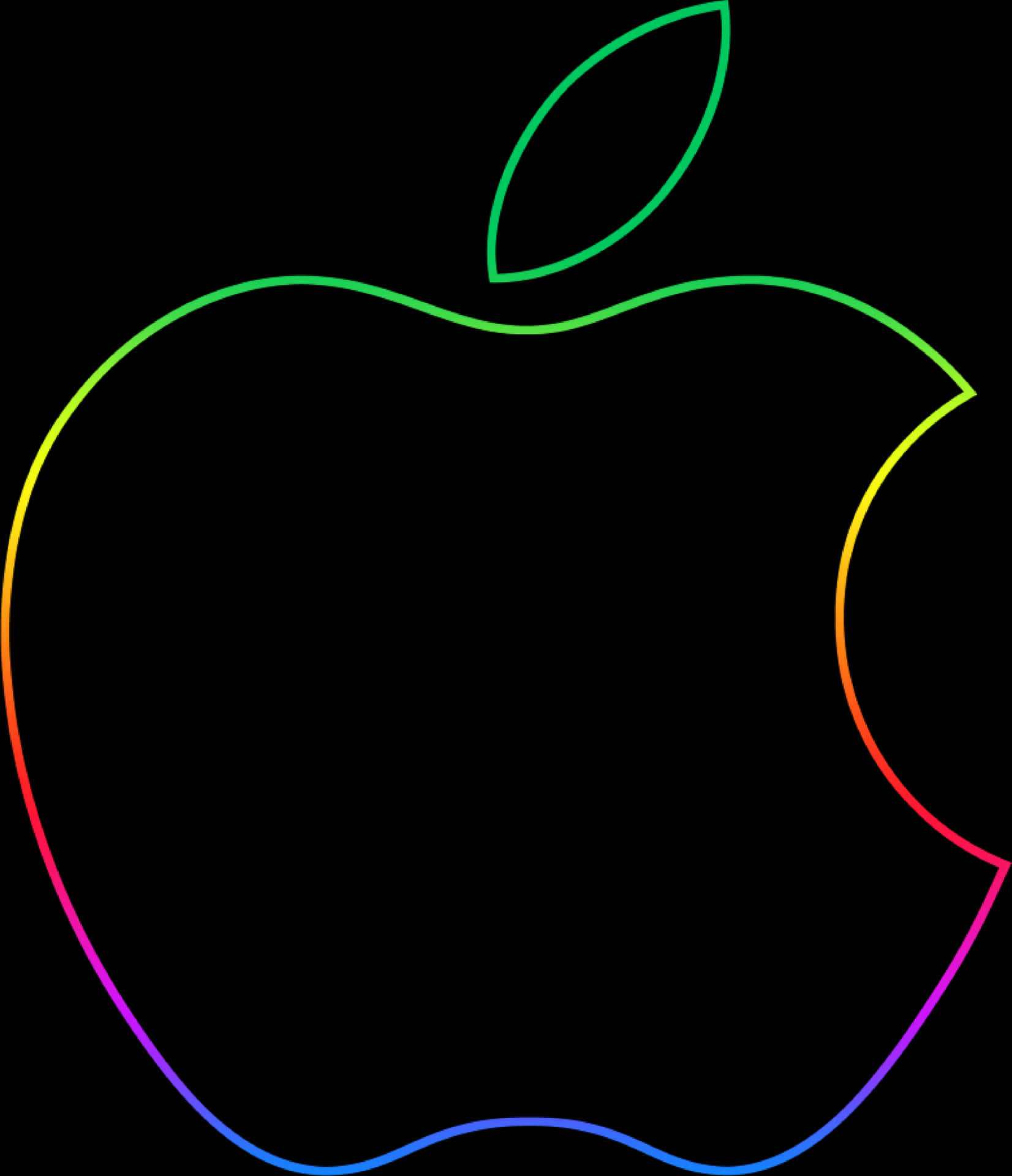 Colorful Outline Apple Logo PNG
