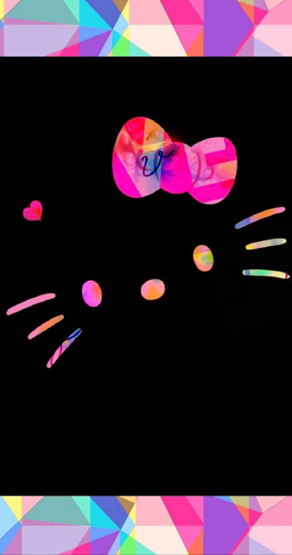 Colorful Outline On Black Hello Kitty Wallpaper