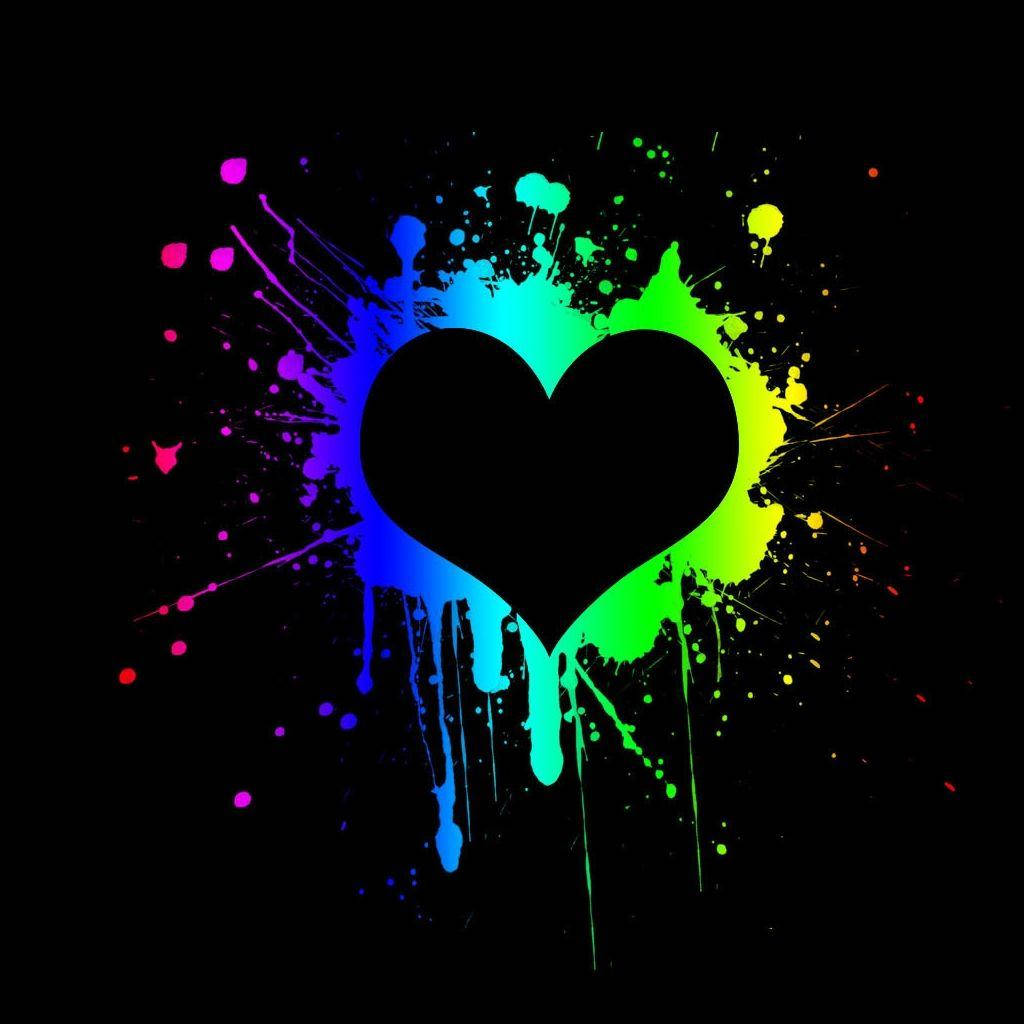 Colorful Paint Splatters Making Dark Heart Wallpaper