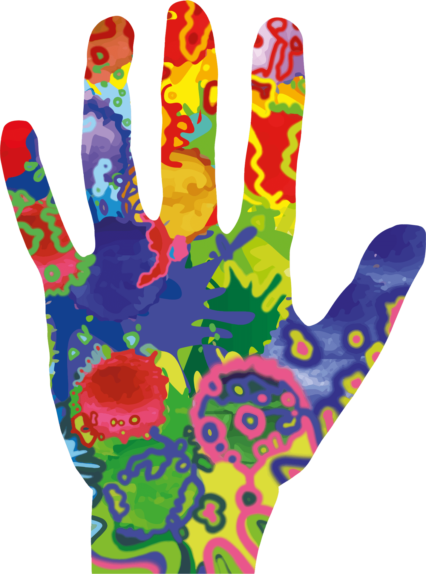 Colorful Painted Hand Clipart PNG
