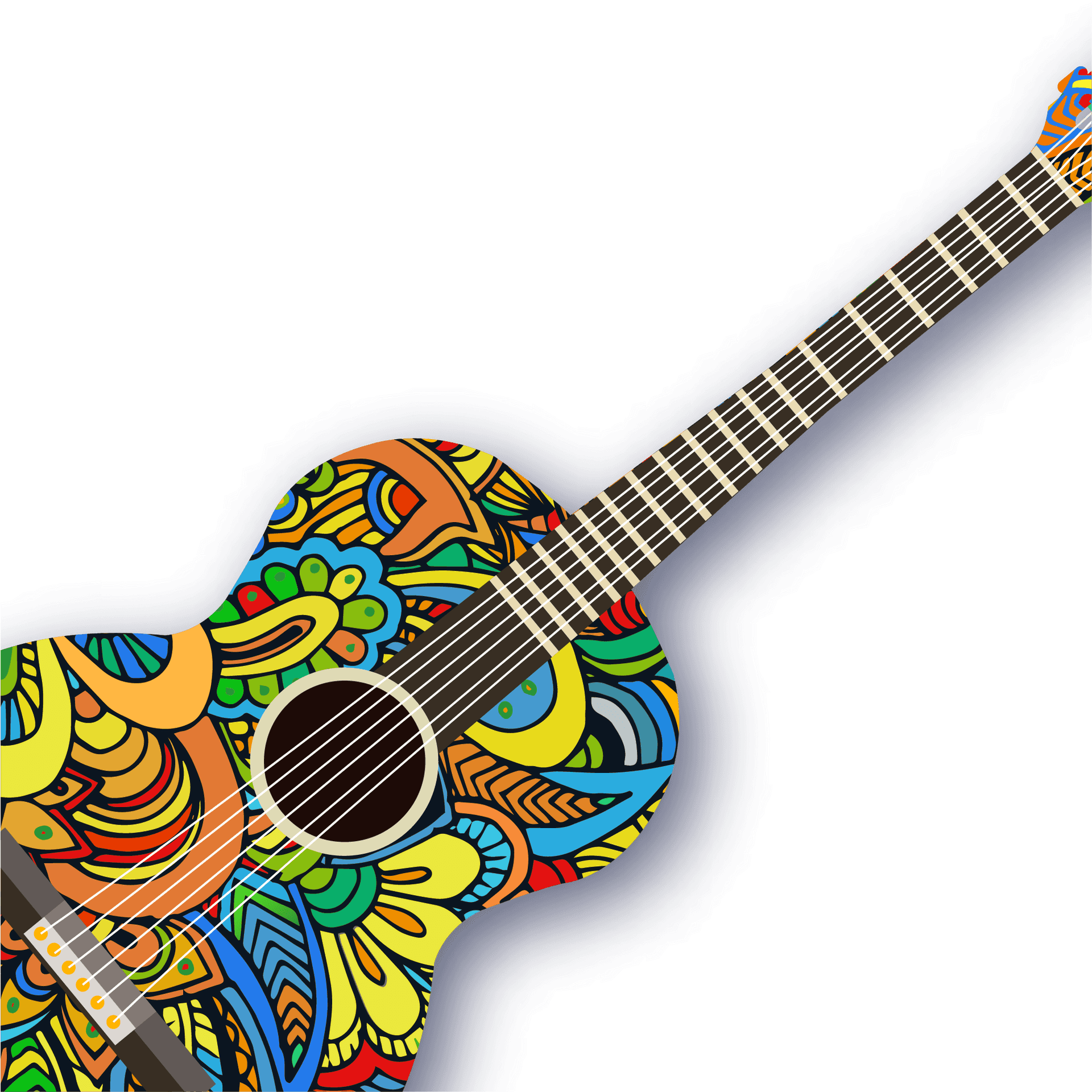 Colorful Paisley Guitar Art PNG