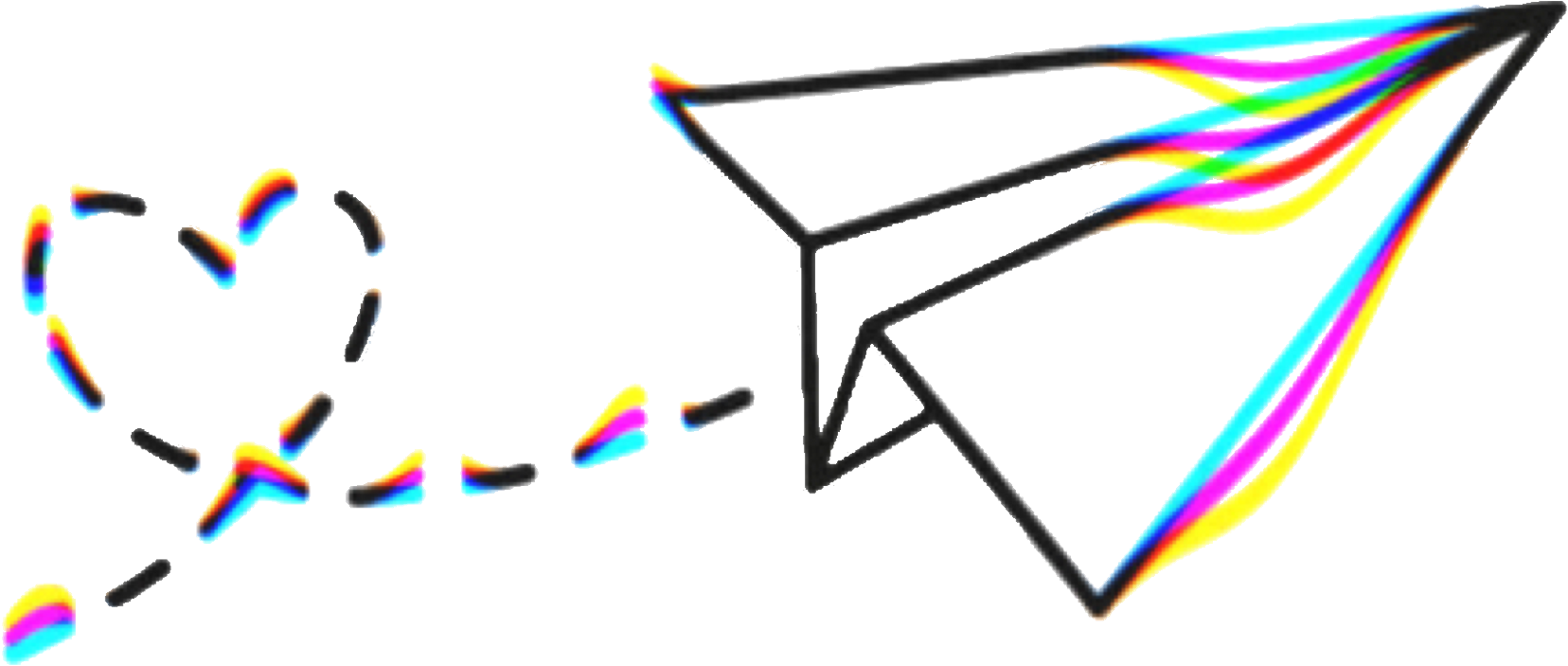 Colorful Paper Airplane Trail PNG