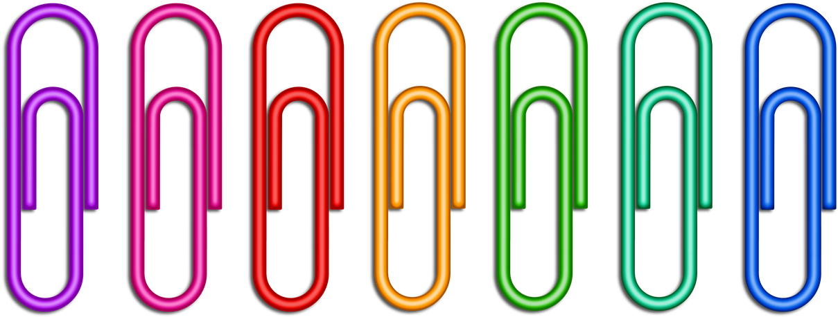 Colorful Paper Clips Row PNG