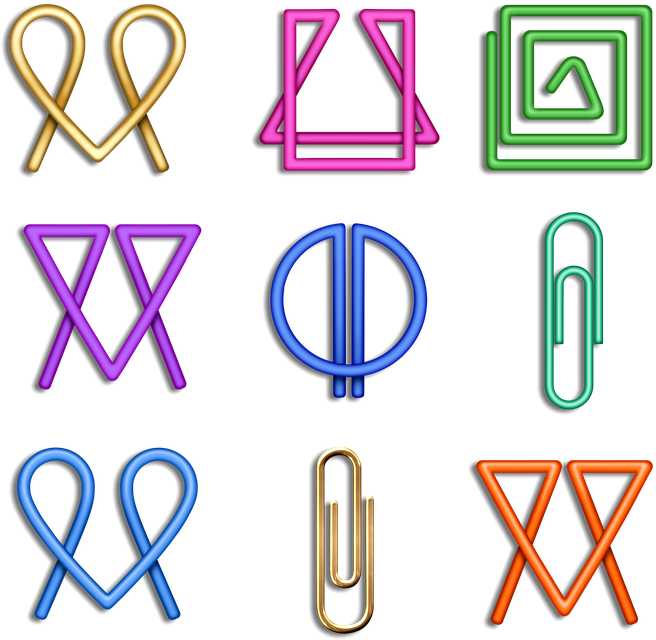 Colorful Paper Clips Variety PNG