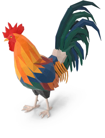 Colorful Paper Craft Rooster PNG