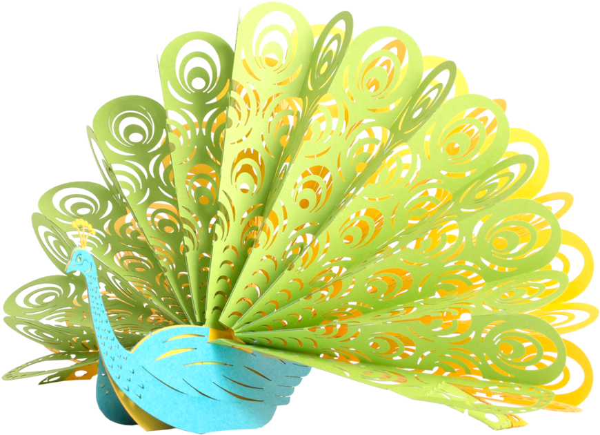 Colorful Paper Peacock Fan PNG