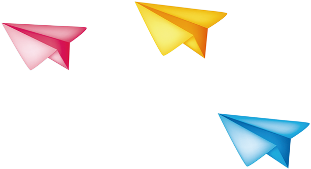 Colorful Paper Planes Vector PNG