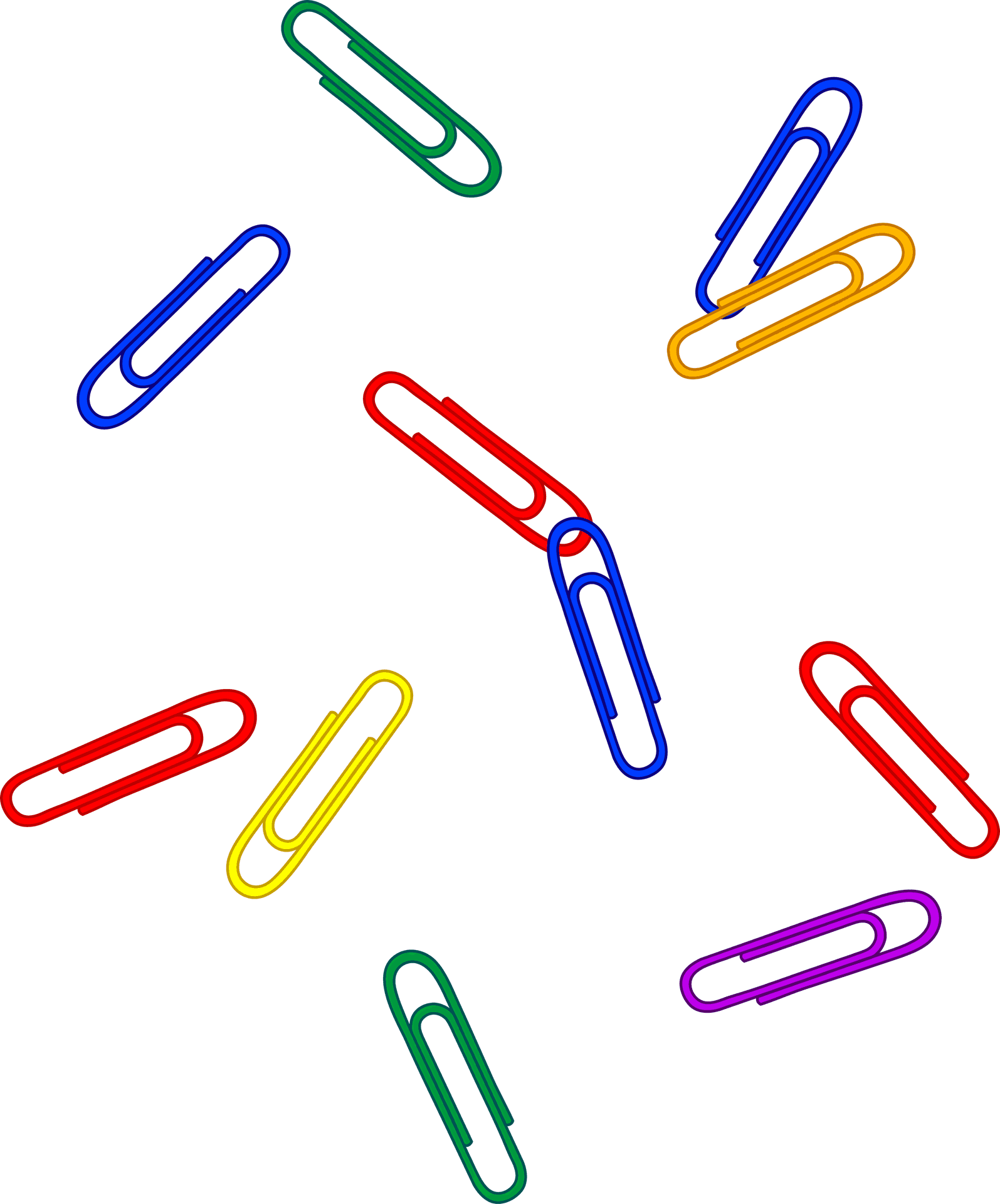 Colorful Paperclips Scattered Background PNG