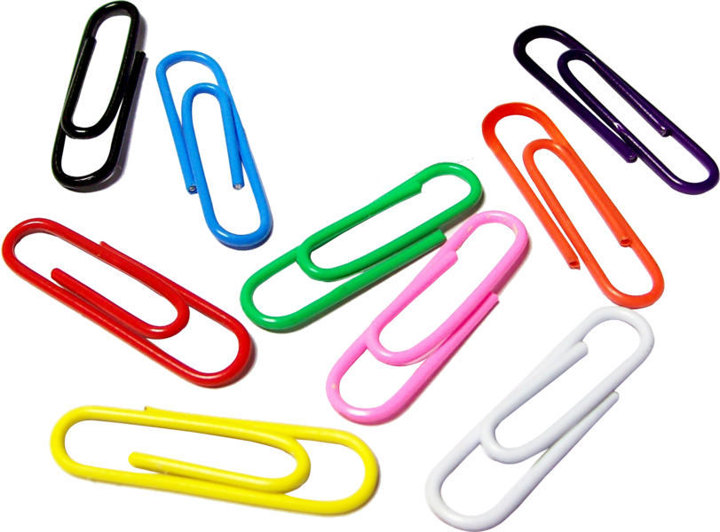 Colorful Paperclips Scattered Background PNG