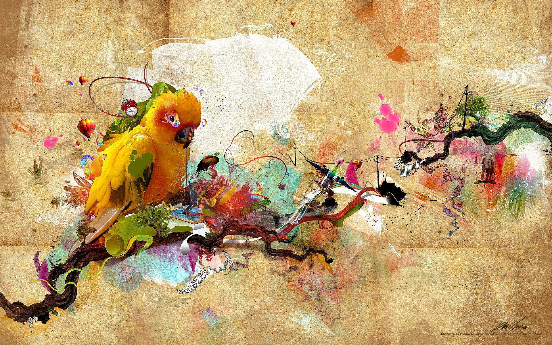 Colorful Parrot Paint Art Wallpaper