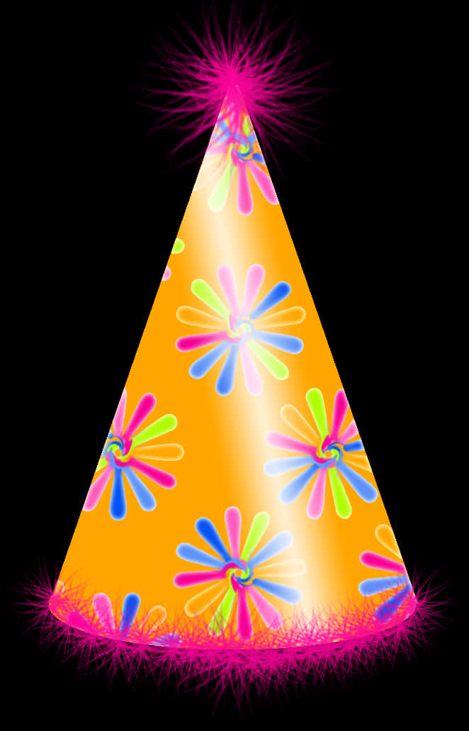 Colorful Party Hat Black Background PNG