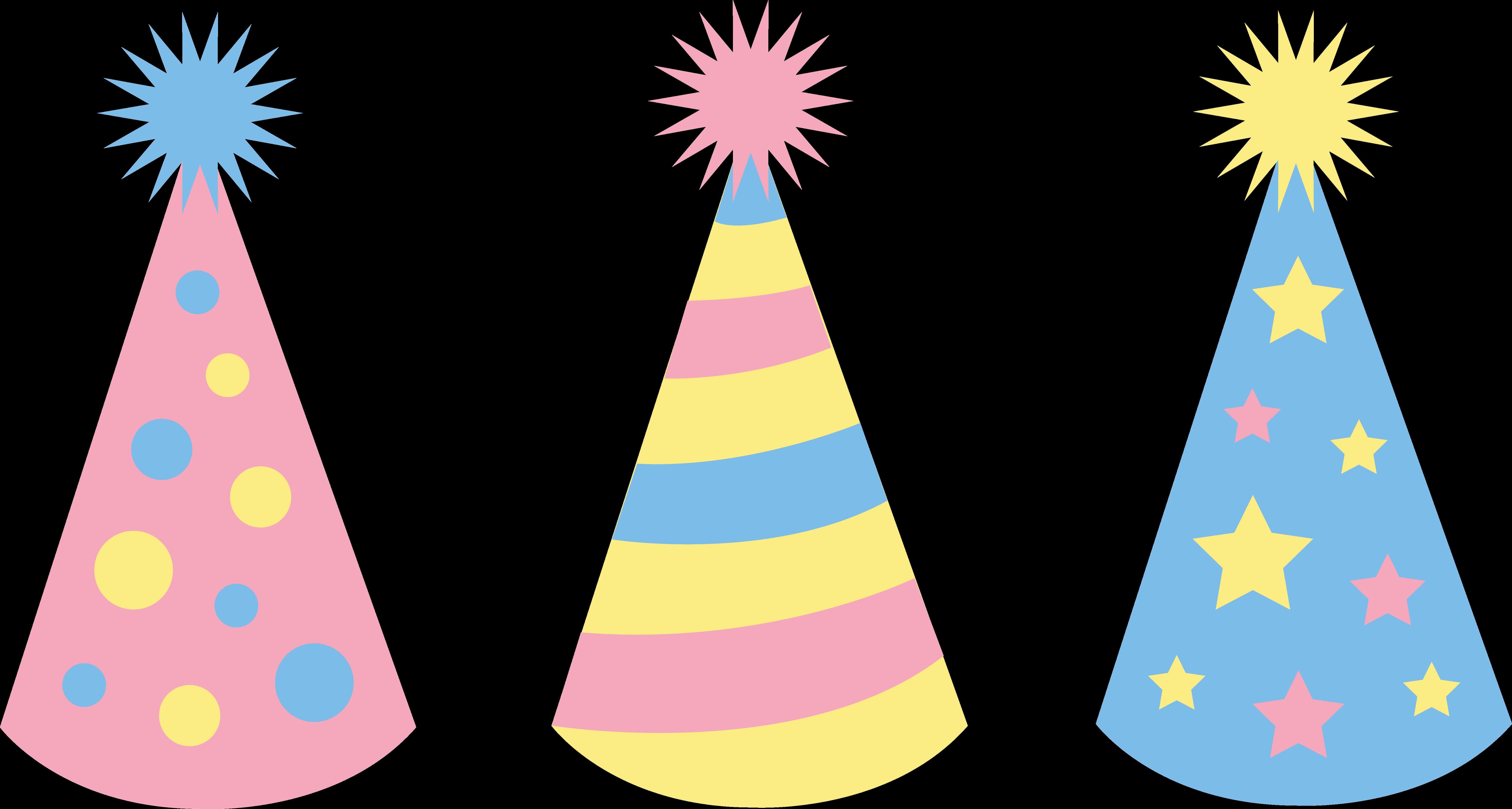 Colorful Party Hats Vector Illustration PNG