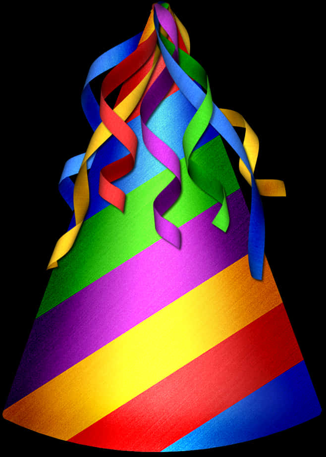 Colorful Party Hatwith Streamers PNG