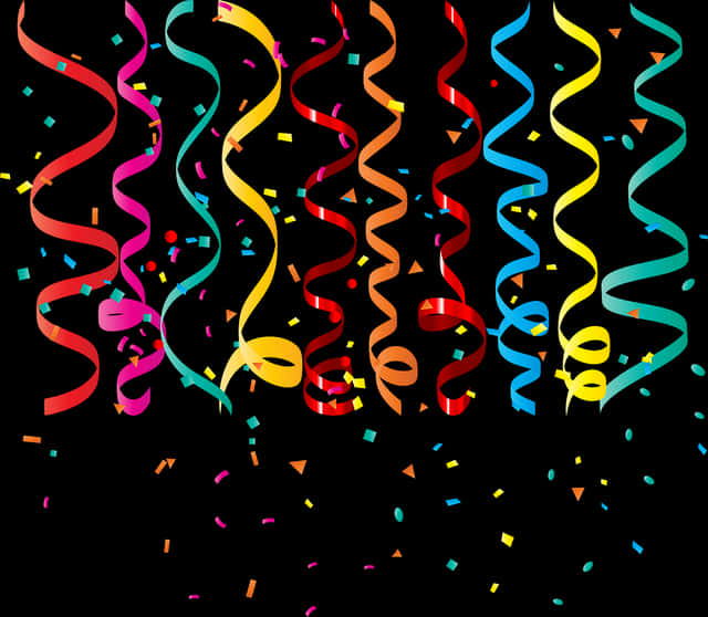 Colorful Party Streamersand Confetti PNG