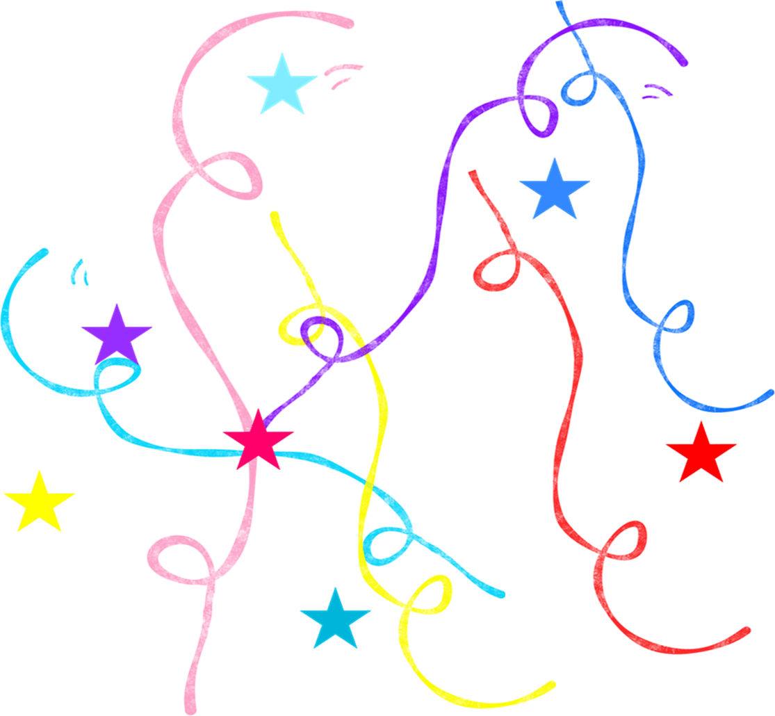 Colorful Party Streamersand Stars PNG