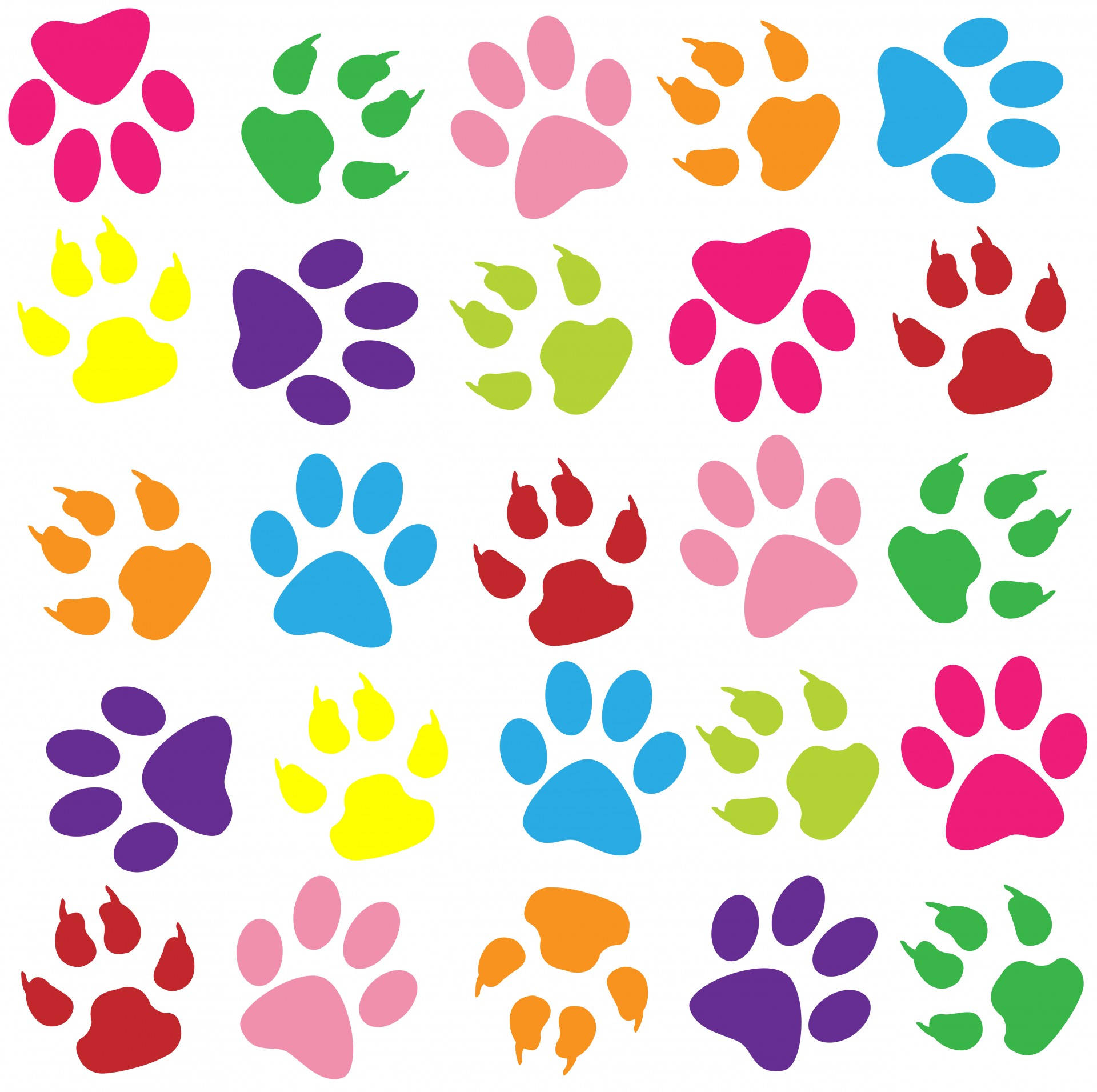 Colorful Paws Clipart Wallpaper