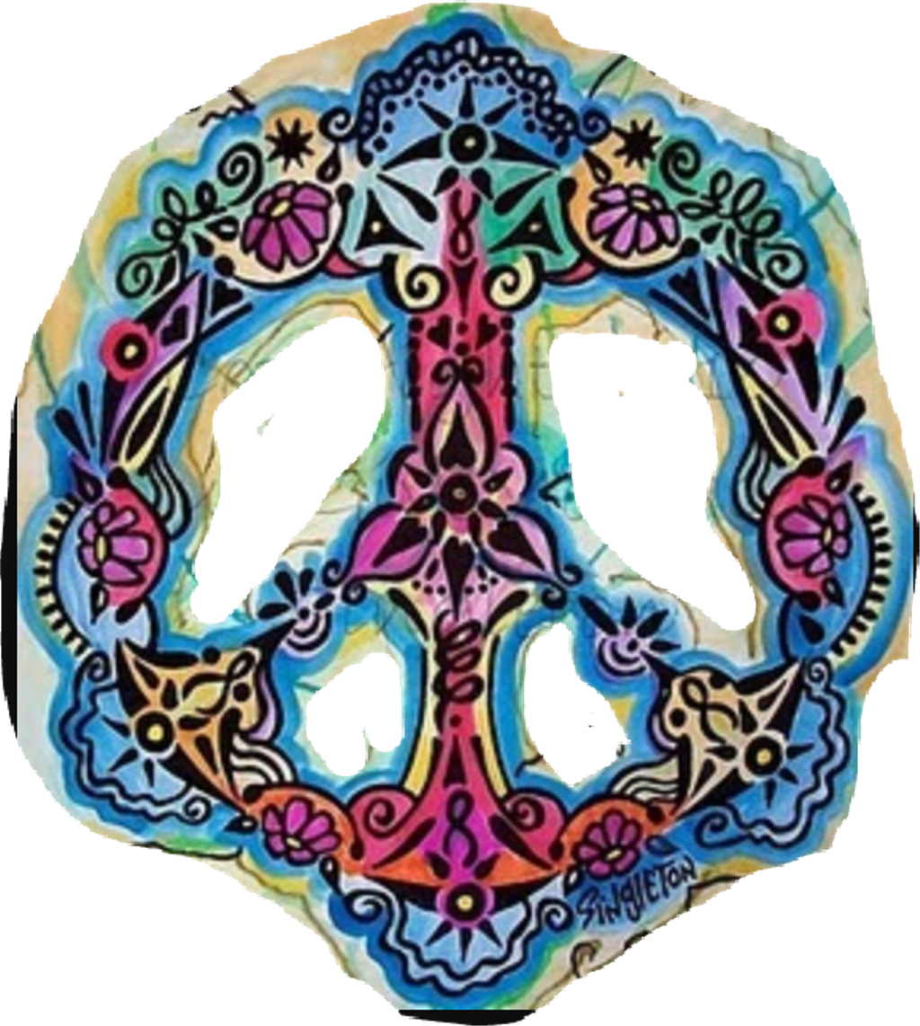 Colorful Peace Sign Hippie Art PNG