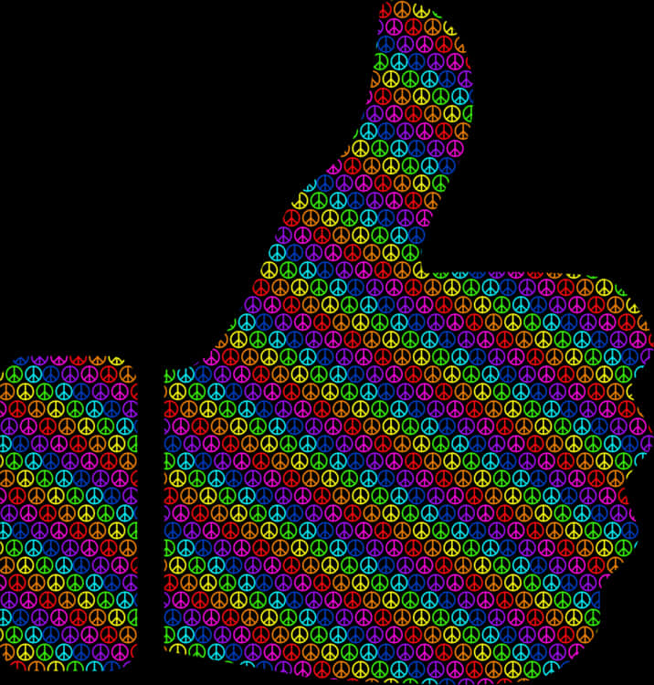 Colorful Peace Sign Thumbs Up PNG