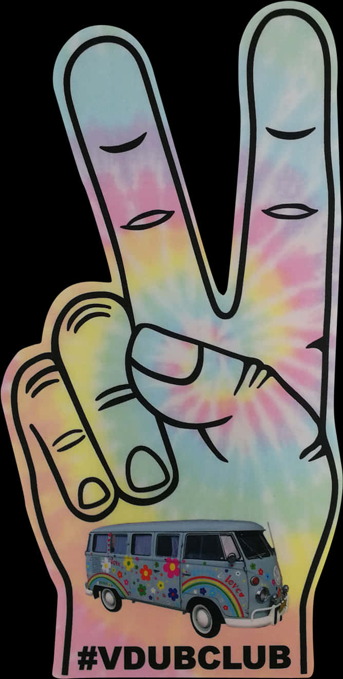Colorful Peace Sign V W Bus Sticker PNG