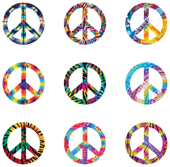 Colorful Peace Signs Collection PNG