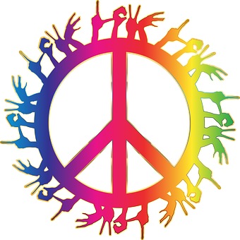 Colorful Peace Signwith Love Hands PNG