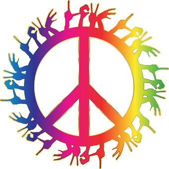 Colorful Peaceand Love Symbol PNG