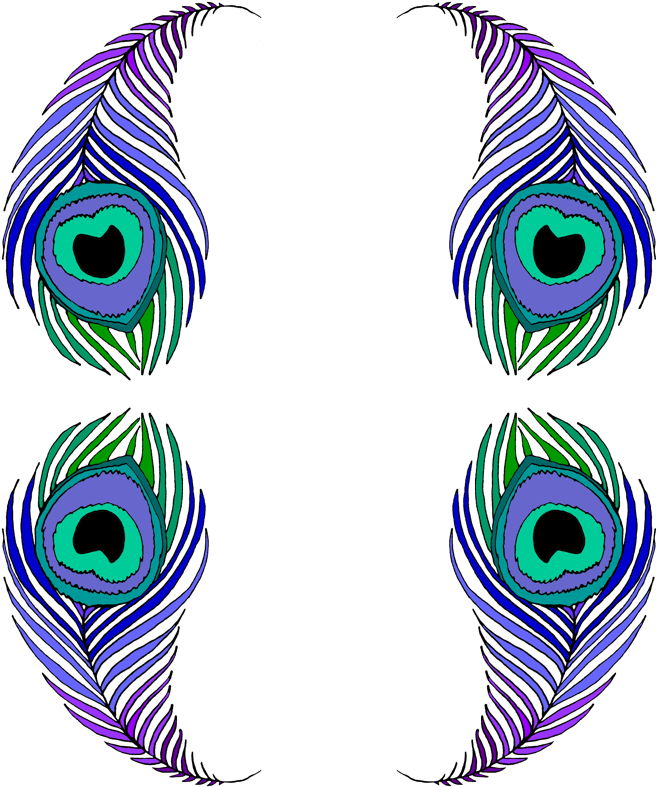 Colorful Peacock Feathers Artwork PNG