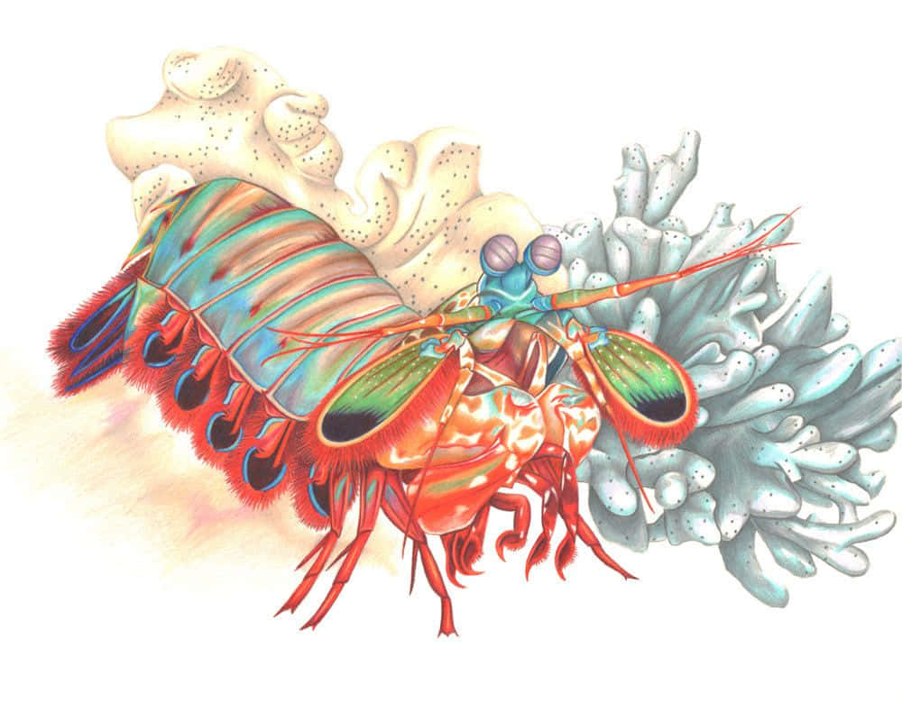 Colorful Peacock Mantis Shrimp Illustration Wallpaper