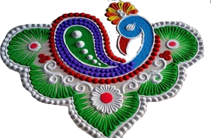 Colorful Peacock Rangoli Design PNG