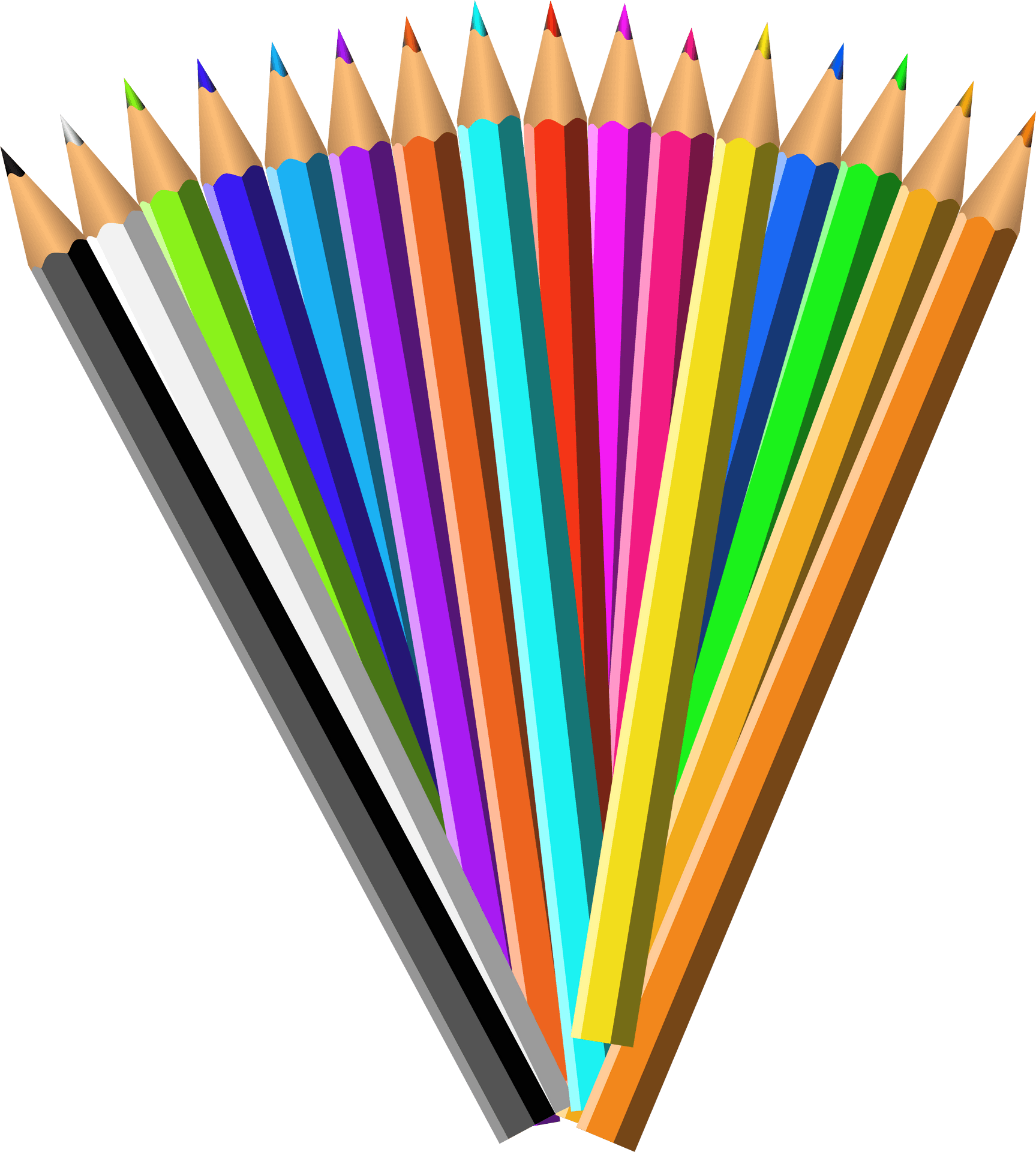 Colorful Pencil Fan Clipart PNG